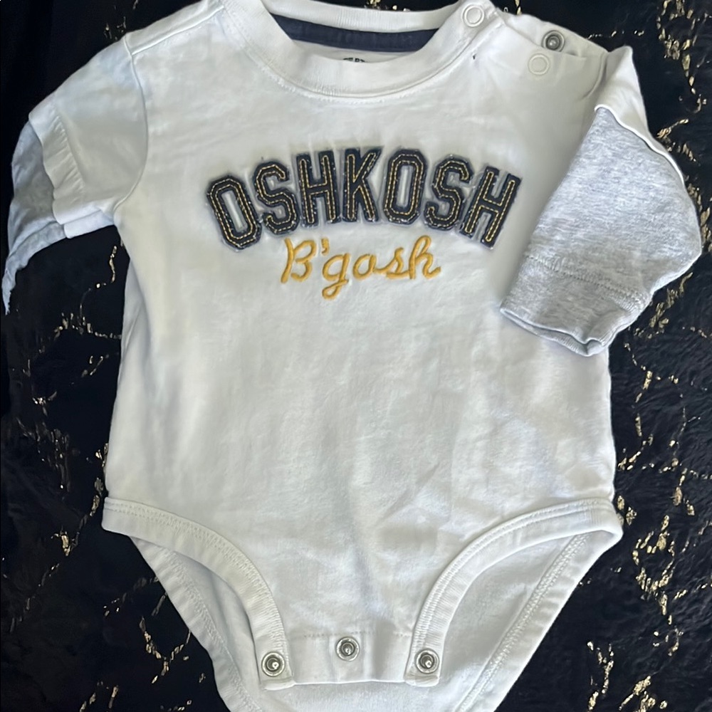 Baby OshKosh B'gosh White and Gray Bodysuit